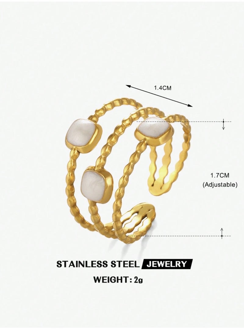 veya WOMEN’S OPEN GOLD-PLATED RING 18K – 3 PIECE - Image 2